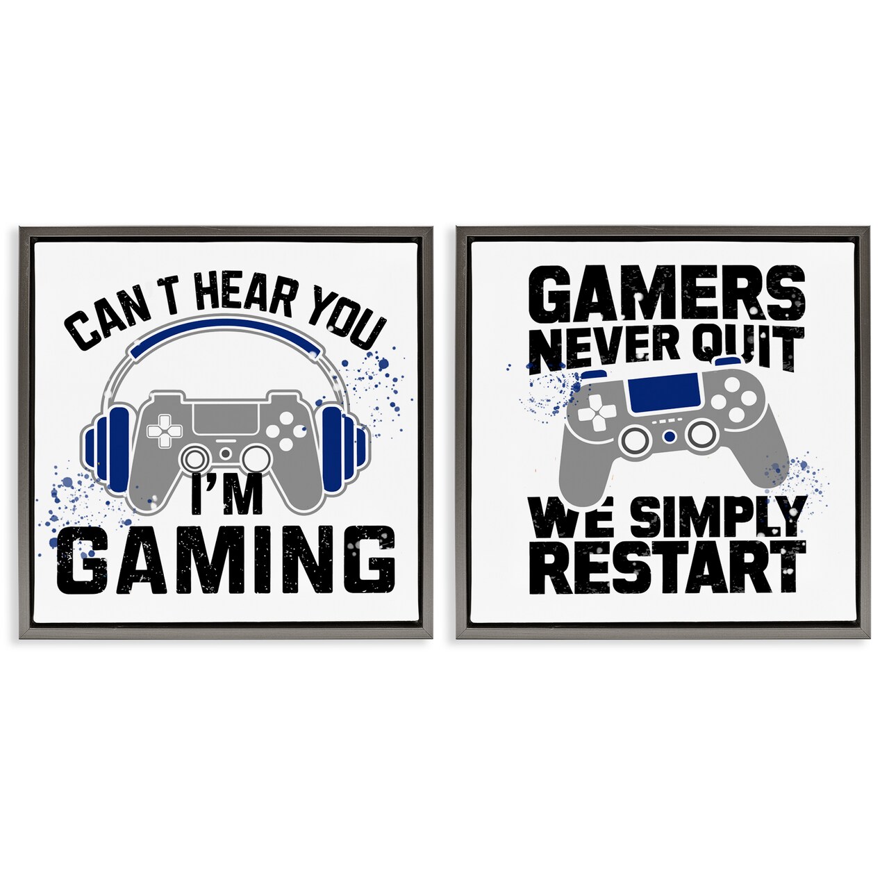 Stupell Industries Gamer Culture Phrases 2pc Floating Frame Set, design by Kim Allen